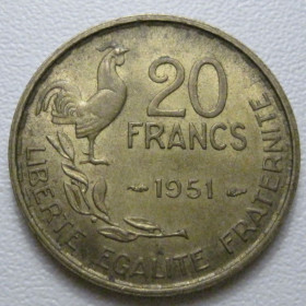 Франція Франция ^/--/^ Франція 20 франків 1951 року 42153 ^_^^^ Франция 20 франков 1951 года 42153 - фото фото фото
