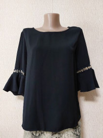 Кофти Кофты ^/--/^ Красивая черная женская кофта, блузка рукав воланы River Island ^_^^^ Красива чорна жіноча кофта, блузка рукав волани River Island - фото фото фото