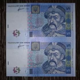 Загальнодержавні випуски Общегосударственные выпуски ^/--/^ Ukraine 5 гривень 2011 Арбузов, нерозрізана пара. Є № послідовно, подряд. ^_^^^ Ukraine 5 гривен 2011 Арбузов, неразрезанная пара. Есть No последовательно, подряд. - фото фото фото
