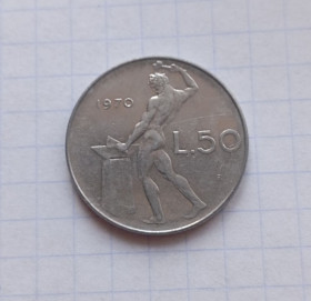 Італія і Ватикан Италия и Ватикан ^/--/^ Италия  50 лир 1970 г. ^_^^^ Італія 50 лір 1970 р. - фото фото фото