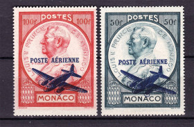 Транспорт Транспорт ^/--/^ Авиация . Монако 1946 г  MNH - надпечатка - Луи II - ^_^^^ Монако 1946 MNH - надпечатка - Луї II - - фото фото фото