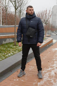 Куртки Куртки ^/--/^ Комплект мужской Nike: куртка зимняя &amp;quot;Frost&amp;quot; синяя + брюки из трехнитки утепленные черные. - фото фото фото