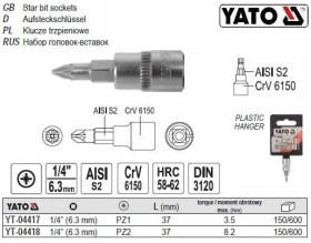 Викрутки Отвертки ^/--/^ Головка торцевая 1/4 вставка PZ /--/ 1 l /--/ 37 мм YATO YT-04417 ^_^^^ Головка торцева 1/4&amp;quot; вставка PZ /--/ 1 l /--/ 37 мм YATO Польща YT-04417 - фото фото фото