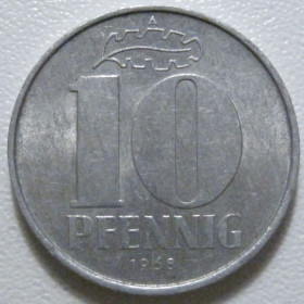 НДР, ФРН ГДР, ФРГ ^/--/^ Німеччина - НДР 10 пфенігів 1968 року 43374 ^_^^^ Германия - ГДР 10 пфеннигов 1968 года 43374 - фото фото фото