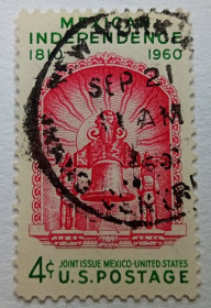 Північна Америка Северная Америка ^/--/^ США 1960 Мексиканская независимость, гашеная ^_^^^ США 1960 Мексиканська незалежність, гашена - фото фото фото