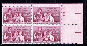 Північна Америка Северная Америка ^/--/^ USA / США  1957 г  MNH - квартблок - учителя - образование ^_^^^ USA / США 1957 MNH - квартблок - вчителі - освіта - фото фото фото