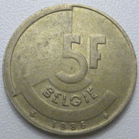 Бельгія Бельгия ^/--/^ Бельгія 5 франків 1986 року Belgie 42883 ^_^^^ Бельгия 5 франков 1986 года Belgie 42883 - фото фото фото