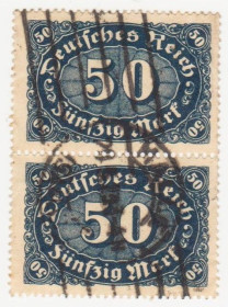 Веймарська республіка Веймарская республика ^/--/^ Германия      ( Рейх) 1922 г. №  229 гашеная пара ^_^^^ Німеччина (Рейх) 1922 р. No 229 гашена пара - фото фото фото