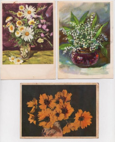 СРСР СССР ^/--/^ РОМАШКИ - АСТРЫ - МАЛЬВЫ - НАРЦИСС - ЛАНДЫШИ  ЦВЕТЫ  1957, 1961, 1962,  1963 г.  6 шт.  ^_^^^ РОМАШКИ - АТРИ - МАЛЬВИ - НАРЦИС - Ландиші квіти 1957, 1961, 1962, 1963 р. 6 шт. - фото фото фото