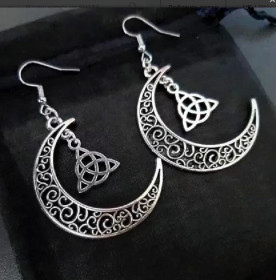 Сережки Серьги ^/--/^ серебристые серьги луна с пентаграммой ^_^^^ Високі модні шкарпетки в стилі аніме хіп-хоп для дорослих 19-33 cм - фото фото фото