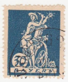 Веймарська республіка Веймарская республика ^/--/^ Германия          (Бавария) 1920 г. № 183 гашеная ^_^^^ Німеччина (Баварія) 1920 р. No 183 гашена - фото фото фото