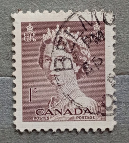 Північна Америка Северная Америка ^/--/^ Канада 1953 г - Королева Елизавета II, гаш ^_^^^ Канада 1953 — Королева Єлизавета II, гаш - фото фото фото