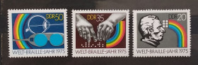 НДР, ФРН ГДР, ФРГ ^/--/^ ГДР 1975 г - 150 лет шрифту Брайля, негаш ^_^^^ НДР 1975 р - 150 років шрифту Брайля, негаш - фото фото фото