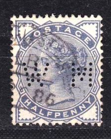 Великобританія Великобритания ^/--/^ ZM Европа Великобритания 1883 г  - гаш - Виктория - PERFIN ^_^^^ ZM Європа Великобританія 1883 р - гаш - Вікторія - PERFIN - фото фото фото