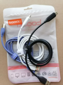 Кабелі Кабели ^/--/^ 3 шт. / 1 м. Black / White / Blue Кабели Toocki 100 W USB - Type-C, QC, быстрая зарядка ^_^^^ 3 шт. / 1 м. Black / White / Blue Кабелі Toocki 100 W USB - Type-C, QC, швидка зарядка - фото фото фото