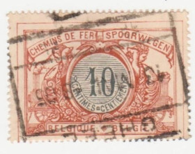 Бенілюкс Бенилюкс ^/--/^ Бельгия  Железнодорожные бандерольные  1903  г. № 28 гашеная ^_^^^ Бельгія Залізничні бандерольні 1903 р. No 28 гашена - фото фото фото