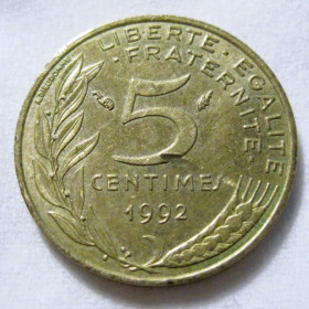 Франція Франция ^/--/^ Франція 5 сантимів 1992 року #6 /--/ П /--/ 1310 ^_^^^ Франция 5 сантимов 1992 года #6 /--/ П /--/ 1310 - фото фото фото