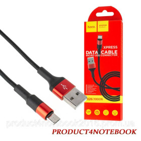 Кабелі Кабели ^/--/^ Кабель HOCO X /--/ 26 XPress USB to Micro 2 /--/ A, 1 /--/ m, nylon, aluminum connectors, Black+Red - фото фото фото