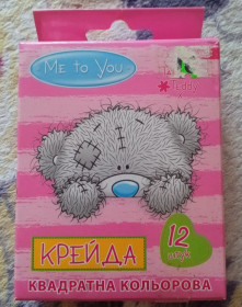 Олівці, стрижні Карандаши, стержни ^/--/^ Кольорова крейда серії «Me to You»  (з ведмедиком Тедді) ^_^^^ Мел квадратная цветная 12 штук - фото фото фото
