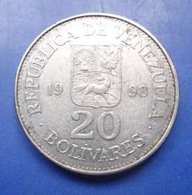Венесуела Венесуэла ^/--/^ Венесуела  20 боливар  1998 ^_^^^ Венесуела 20 болівар 1998 - фото фото фото