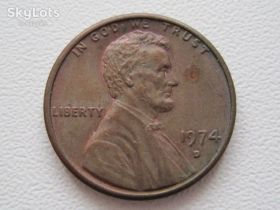 Обігові Обиходные ^/--/^ США 1 цент 1974 года D #20520 ^_^^^ США 1 цент 1974 року D #20520 - фото фото фото