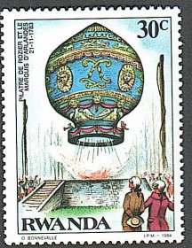 Транспорт Транспорт ^/--/^ Руанда  (1984) Воздухоплавание. Полёт на воздушном шаре. Пилатр де Розье и маркиз д’Арланд ^_^^^ Руанда (1984) Повітряхоплювання. Політ на повітряній кулі. Пілатр де Розьє і маркіз д'Арланд - фото фото фото