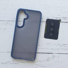 Зарядні пристрої Зарядные устройства ^/--/^ Чохол для Samsung Galaxy S /--/ 24 Plus (S /--/ 926) із захисним склом на камеру, ТПУ, темно-синій ^_^^^ Чехол Samsung S /--/ 721 /--/ B Galaxy S /--/ 24 FE для смартфона Dark Blue - фото фото фото