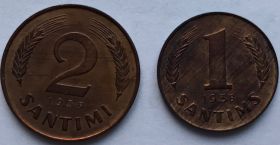 Латвія Латвия ^/--/^ Латвия 2 сантима 1939 UNC ^_^^^ Латвія 2 сантіма 1939 UNC - фото фото фото