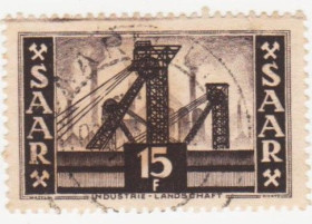 НДР, ФРН ГДР, ФРГ ^/--/^ Германия Саар 1953 г. № 127 гашеная ^_^^^ Німеччина Саар 1953 р. No 127 гашена - фото фото фото
