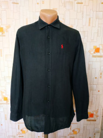 Сорочки Рубашки ^/--/^ Сорочка чорна лляна POLO RALPH LAUREN p-p S ^_^^^ рубашка черная льняная POLO RALPH LAUREN p-p S - фото фото фото