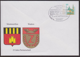 Європа Европа ^/--/^ Германия 1993 ГЕРАЛЬДИКА ГЕРБЫ MONTMORILLON WADERN ПАРТНЁРСТВО ДРУЖБА СИМВОЛИКА ИСТОРИЯ ХМК ОМ СГ ^_^^^ Німеччина 1993 Геральдіка Герби MONTMORILLON WADERN ПАРТНЕРСТВО ДРУЖБА СИМВОЛІКА ІСТОРІЯ ХМК ОМ ЗГ - фото фото фото