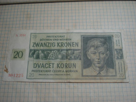 Чехословаччина Чехословакия ^/--/^ 20 /--/ корун 1944  протекторат Чехи і Морава ^_^^^ 20 /--/ корун 1944 протекторат Чехи и Морава - фото фото фото