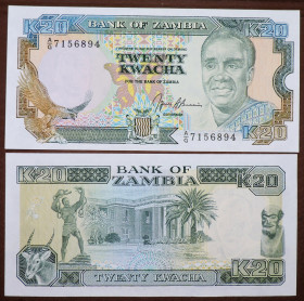Замбія Замбия ^/--/^ Замбия Замбія 20 квача 1989 UNC ^_^^^ Замбия Замбия 20 квача 1989 UNC - фото фото фото