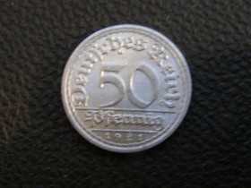 Веймарська республіка (-) Веймарская республика (-) ^/--/^ 50 пфенингов 1921 г F ^_^^^ 50 пфенінгів 1921 F - фото фото фото
