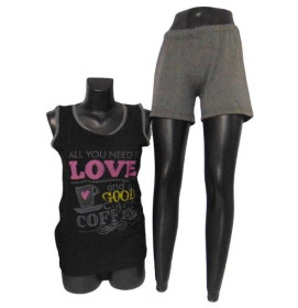 Піжами Пижамы ^/--/^ Женская пижама майка и шорты Miss Wonder 50391 L-XL серая ^_^^^ Жіноча піжама майка і шорти Miss Wonder 50391 L-XL сіра - фото фото фото