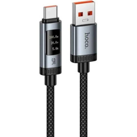 Кабелі Кабели ^/--/^ Кабель Hoco U /--/ 148 USB - Type-C PD /--/ 100 /--/ W (5 /--/ A) 1 /--/ м тканинний з дисплеєм для швидкої зарядки ноутбука Black ^_^^^ Кабель Hoco U /--/ 148 USB - Type-C PD /--/ 100 /--/ W (5 /--/ A) 1 /--/ м тканевый с дисплеем для быстрой зарядки ноутбука Black - фото фото фото