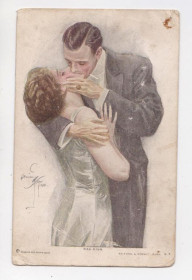 Іноземні Иностранные ^/--/^ Американська листівка &amp;quot;The Kiss&amp;quot; - &amp;quot;Поцілунок&amp;quot; - худ. Гаррісон Фішер = 1908-1915 р. = п/п ^_^^^ Американская открытка &amp;quot;The Kiss&amp;quot; - &amp;quot;Поцелуй&amp;quot; - худ. Харрисон Фишер = 1908-1915 г. = п/п/п - фото фото фото