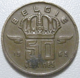 Бельгія Бельгия ^/--/^ Бельгія 50 сантимів 1969 року Belgie 42449 ^_^^^ Бельгия 50 сантимов 1969 года Belgie 42449 - фото фото фото