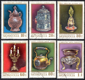 Монголія Монголия ^/--/^ Монголія 1974 - Художні вироби з металу  (Г) повна серія ^_^^^ Монголия 1974 - Художественные изделия из металла (Г) полная серия - фото фото фото