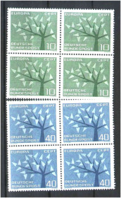 НДР, ФРН ГДР, ФРГ ^/--/^ Германия  1962 г MNH - квартблок ^_^^^ Німеччина 1962 MNH - квартблок - фото фото фото