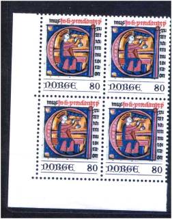 Скандинавія Скандинавия ^/--/^ ZM  Норвегия 1977 г   MNH - квартблок ^_^^^ ZM Норвегія 1977 MNH - квартблок - фото фото фото