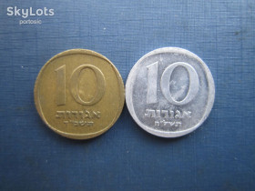 Ізраїль Израиль ^/--/^ 2 монети 10 агор Ізраїль пальма алюміній і бронза одним лотом ^_^^^ 2 монеты 10 агор Израиль пальма алюминий и бронза одним лотом - фото фото фото
