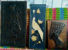 Картини, Гравюри, Живопис та Графіка Картины, Гравюры, Живопись и Графика ^/--/^ Чеканка, чеканки  Дары Природы 1990 /--/ г.,  Нефертити, панно Кукушка ^_^^^ Чеканка, карбування Дари Природи 1990 /--/ р., Нефертіті, панно Кукушка - фото фото фото