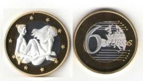 Сувенірні монети Сувенирные монеты ^/--/^ Монета 6 Sex Euros Позолота №16 ^_^^^ Монета 6 Sex Euros Позолота No 16 - фото фото фото