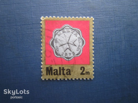 Мальта Мальта ^/--/^ Марка Мальта 1972 монета на марке 2 милс гаш ^_^^^ Марка Мальта 1972 монета на марці 2 мілс гаш - фото фото фото