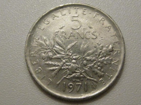 Франція Франция ^/--/^ Франция 5 франков 1971 года 37976 ^_^^^ Франція 5 франків 1971 року 37976 - фото фото фото