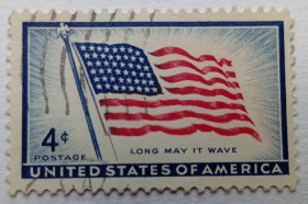 Північна Америка Северная Америка ^/--/^ США 1957 Американский флаг, гашеная ^_^^^ 1957 Американський прапор, гашена - фото фото фото