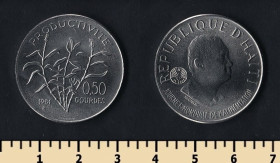 Гаїті Гаити ^/--/^ Гаити 0,5 гурда / 50 сентим 1981 ^_^^^ Гаїті 0,5 гурду / 50 сентим 1981 - фото фото фото