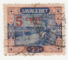 Веймарська республіка Веймарская республика ^/--/^ Германия   ( Саар)   1921  г. № 70 гашеная ^_^^^ Німеччина ( Саар) 1921 р. No 70 гашена - фото фото фото