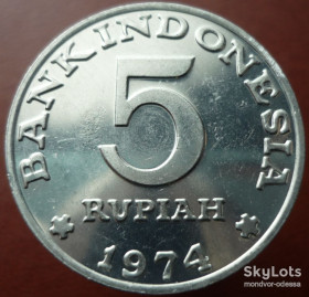 Індонезія Индонезия ^/--/^ Индонезия 5 рупий 1974  2 ^_^^^ Індонезія 5 рупій 1974 2 - фото фото фото